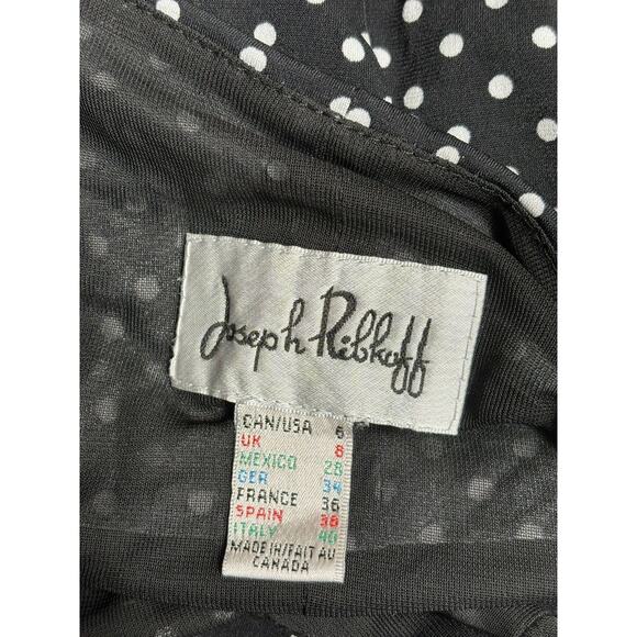 Joseph Ribkoff A-Line Dress Womens Size 6 Black Polka Dot Short Sleeve - Picture 3 of 5